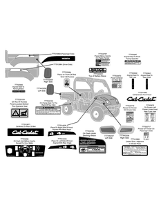Labels (Model M465) Diagram and Parts List for 465 4X4-EFI-1H030Z-1G192Z-37BMD710 Cub Cadet Lawn Tractor Accessories